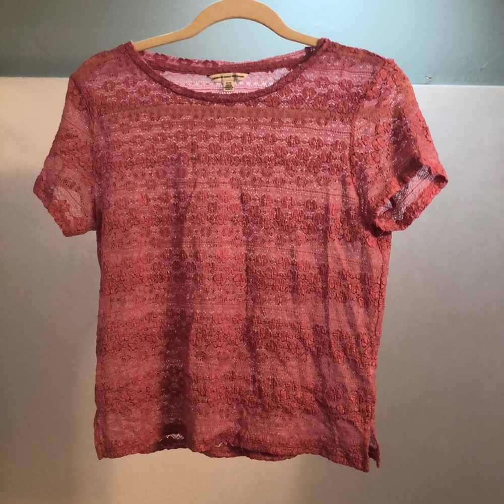 American eagle pink lace top